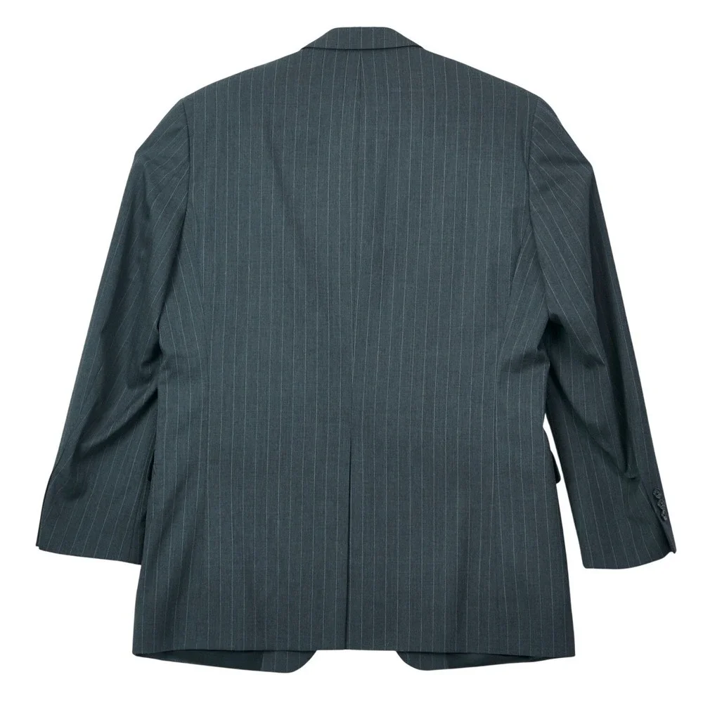 Chaps Men's Gray Pinstripe‎ Wool Suit Jacket Blazer 42L Formal Business READ